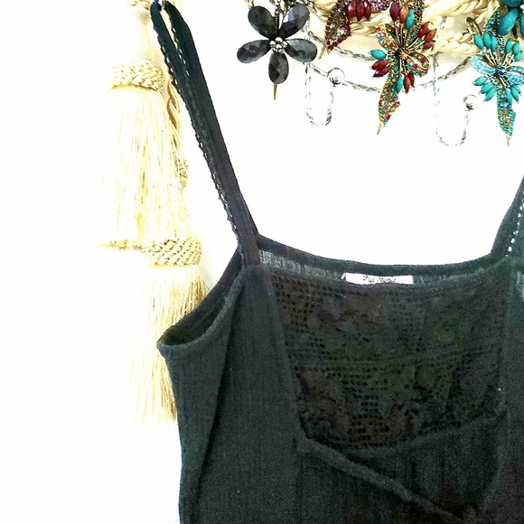 Free People crochet hem black midi dress - Picture 4 of 7